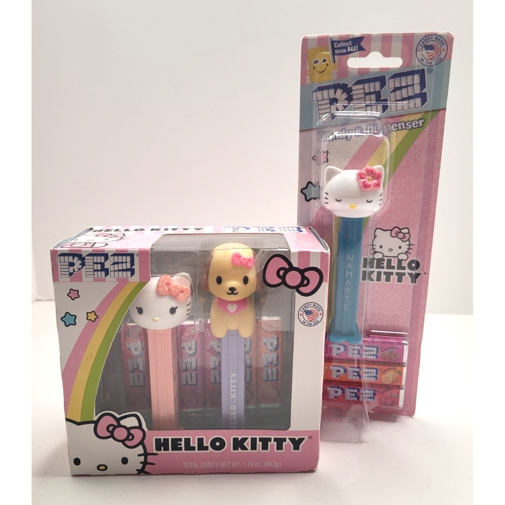 SANRIO Hello Kitty Collectible Pez Dispensers Namaste, Kitty, & Puppy - New!